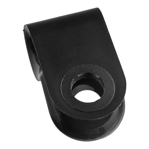 A black plastic Manitowoc Ice grid clamp with a hole.