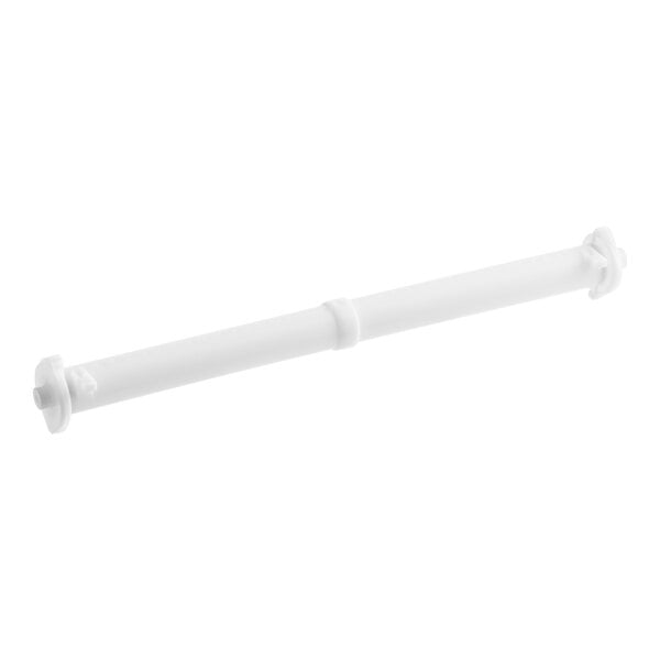 A white plastic pipe with screws.