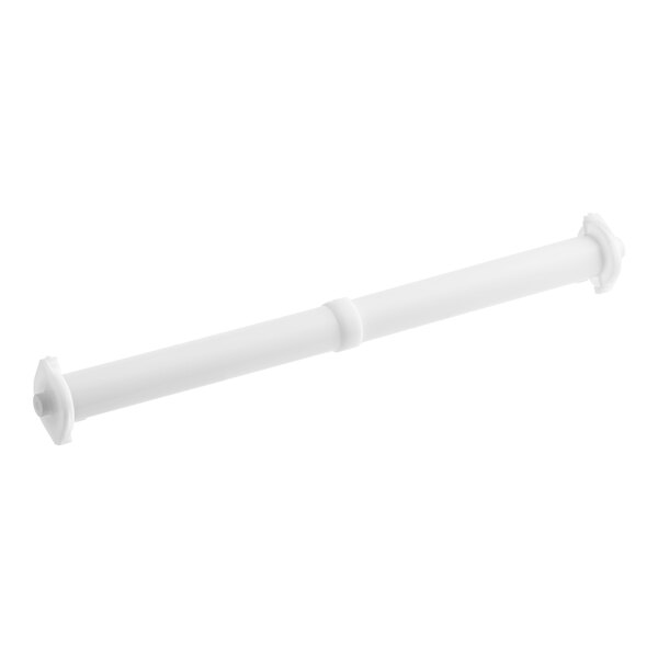A white plastic pipe with a screw.