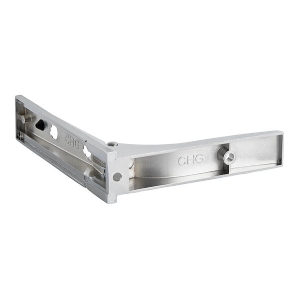 A silver metal Vollrath slide mount hinge bracket with holes.