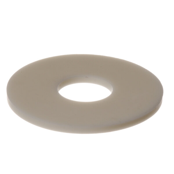 A white round rubber gasket with a hole in it.