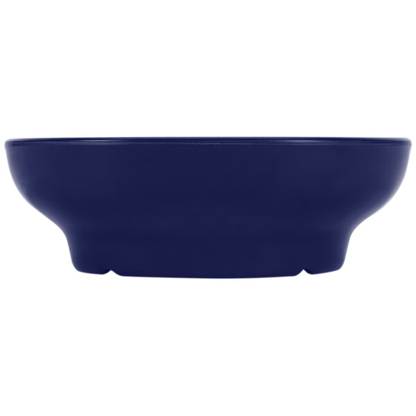 A cobalt blue rectangular bowl with a white background.