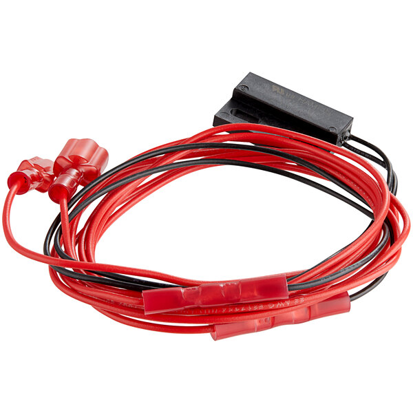 A black rectangular Accutemp door switch with a red and black wire harness.