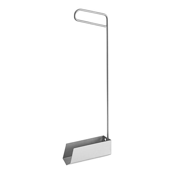 A Pitco fryer crumb scoop with a long metal handle.