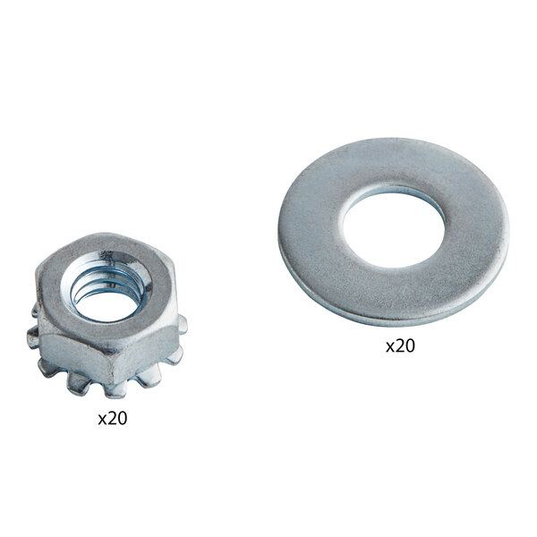 A metal washer and two nuts for a Vulcan 208v Element Kit.