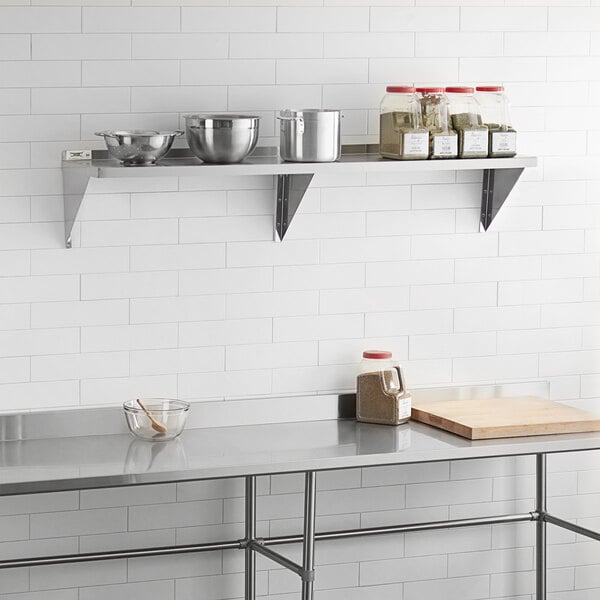 Commercial Stainless Steel Restaurant Shelving Kitchen Wall Shelf Multi Lengths 