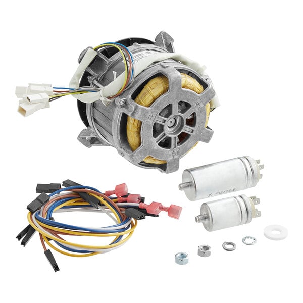 A Moffat fan motor with wires and screws.