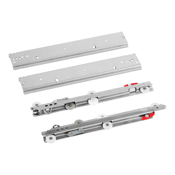 A pair of metal drawer slides with rollers, designed for use in Continental Refrigerator units.