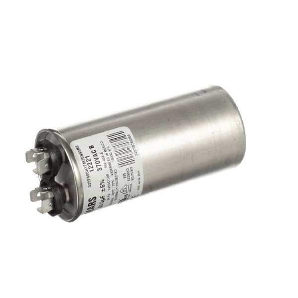 A round silver Hoshizaki capacitor with a white label.