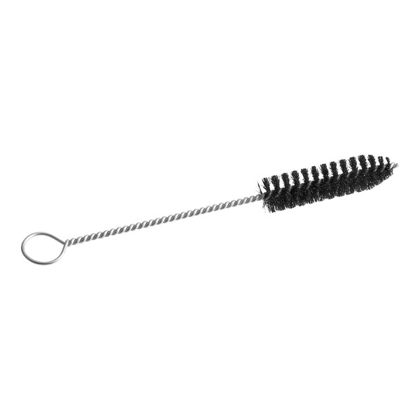 A black and white BKI fryer cleaning brush with a metal handle.