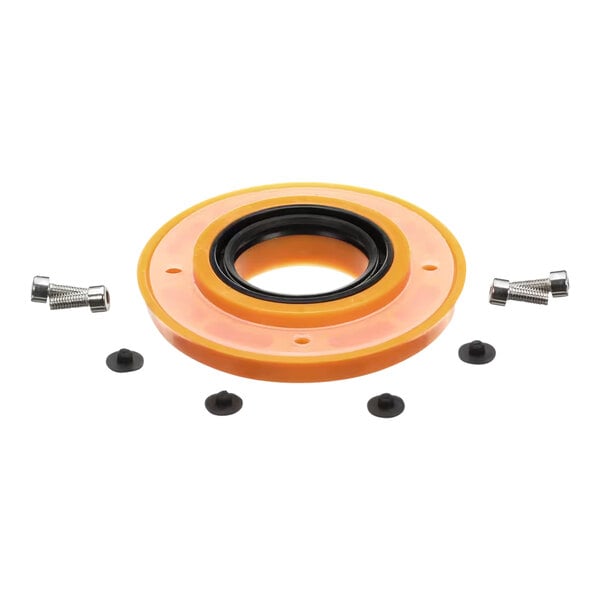 A Zumex orange and black rubber fastener with screws.