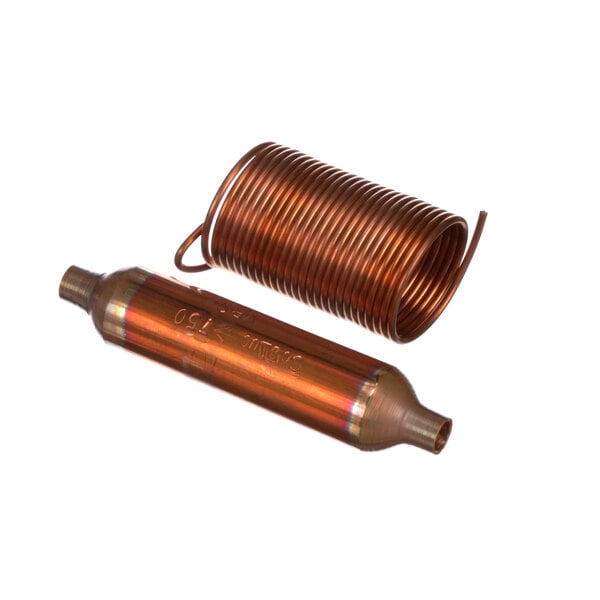 A copper tube and copper coil spring for a SaniServ soft serve machine.