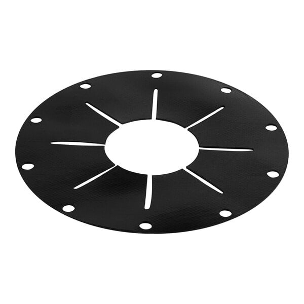 A black circular Hobart splash guard with holes.