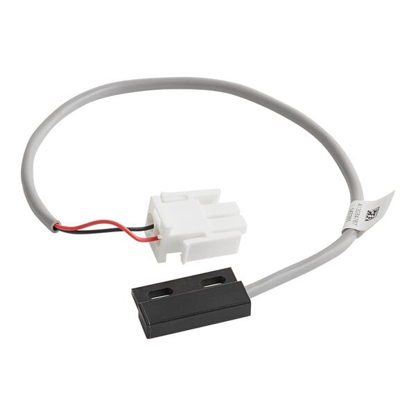 A white cable with a black and white connector for a Hobart dishwasher door switch.