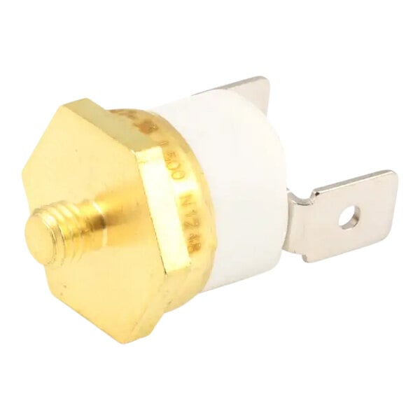 A Southbend 4914-2 hi limit thermostat with a brass hexagonal body and metal terminals.