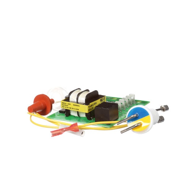 A Grindmaster-Cecilware water level board and probe assembly with a circuit board and wires.