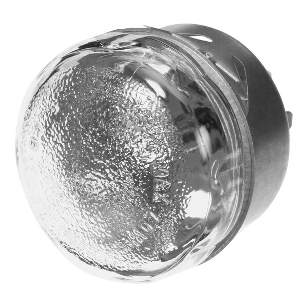 A close-up of a Moffat oven lamp assembly with a round surface.