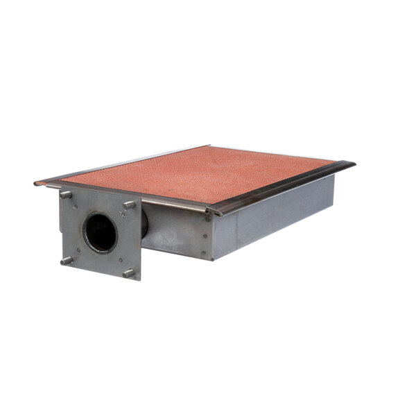 A Groen natural gas burner in a metal box with a red cover.