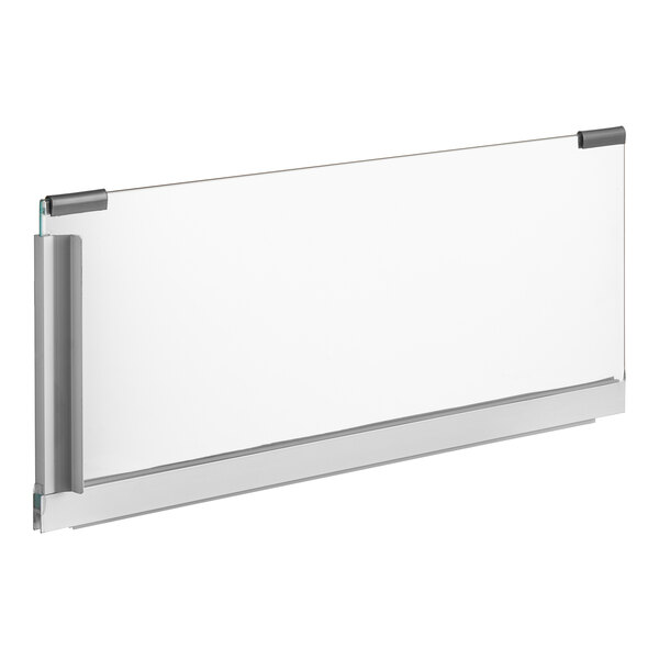 A white rectangular object with a silver frame.