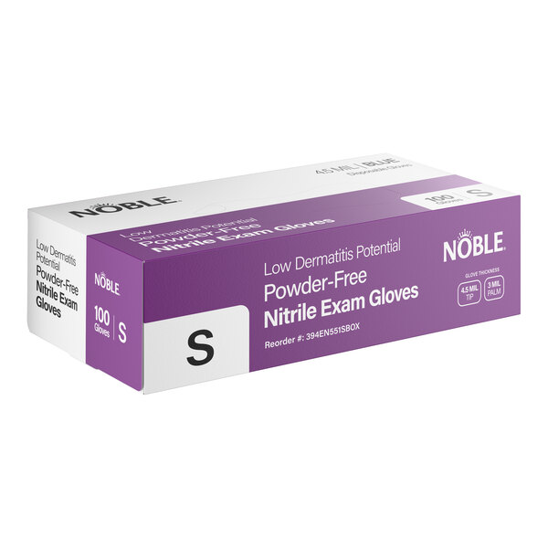 Noble Low Dermatitis Potential Nitrile Blue Exam Grade 4.5 Mil Textured Gloves - Small - 1,000/Case