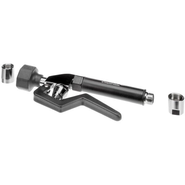 A black and silver hand held tool with a handle.