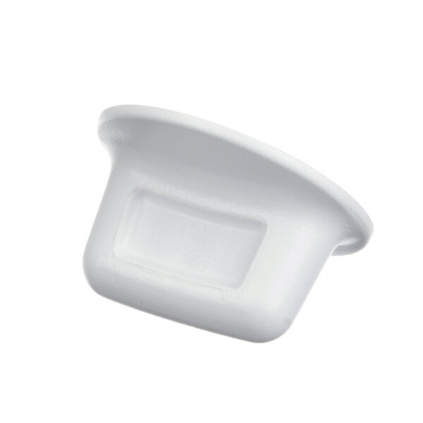 A white plastic rectangular knob with a rectangular shape.