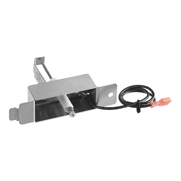 A metal Cleveland gas chef ignitor box with a wire attached.