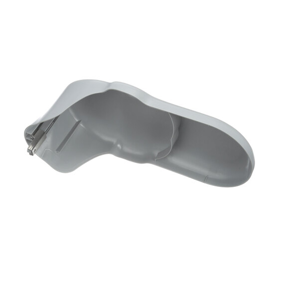 A grey plastic Globe mixer cover with a handle and a hole.
