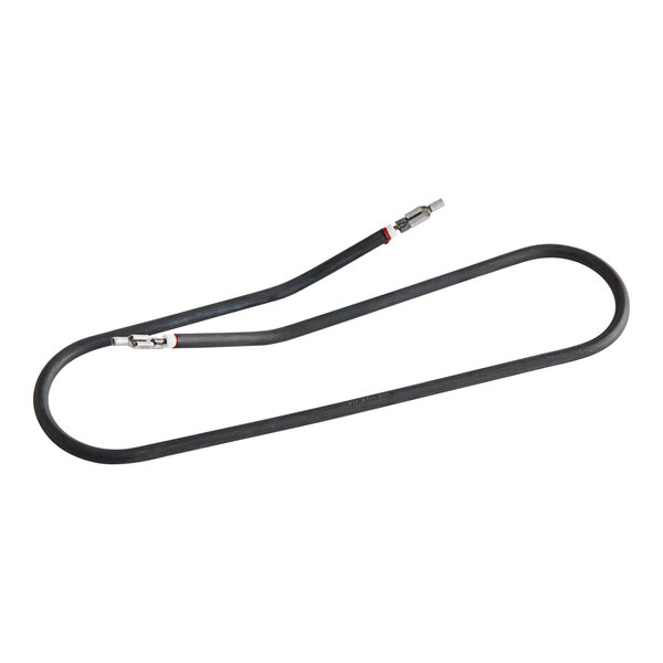 A black cable with a silver tip.