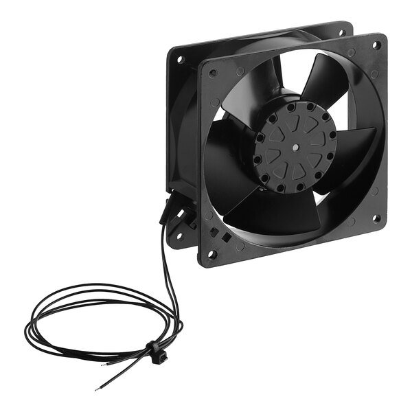 A black Vulcan fan with a wire attached.