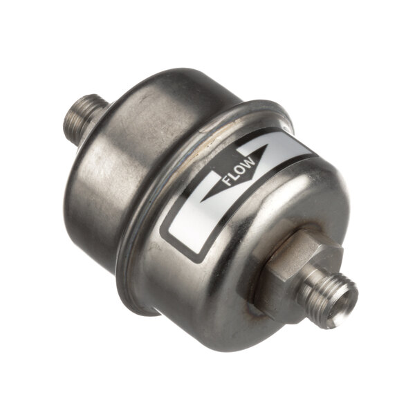 A close-up of a metal object with a metal cylinder inside.
