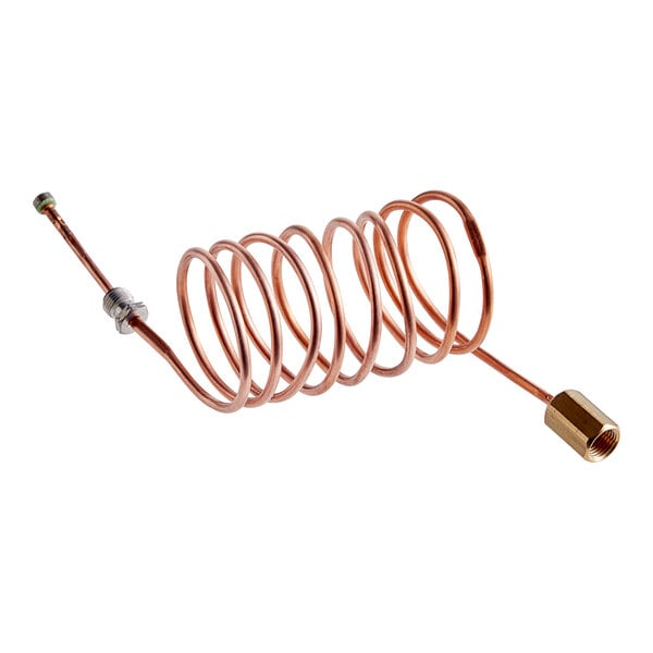 A close-up of a copper tube with a connector.