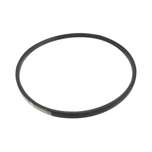 A black washing machine drive belt.
