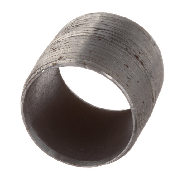 A Cleveland black iron metal pipe with a metal ring on the end.