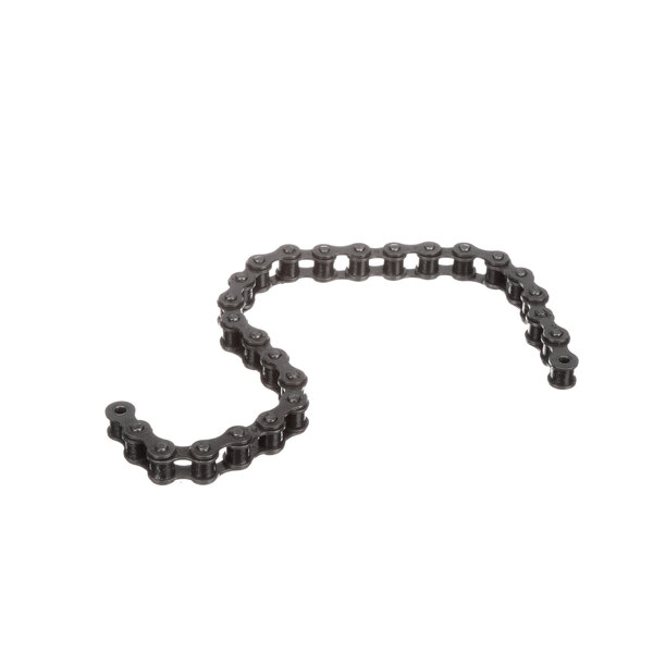 A close-up of an Insinger D308B-41 black chain with a small piece of metal on it.