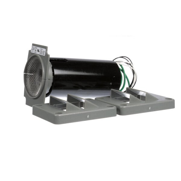 A black and white Kason ventilator fan with a metal base and gray plastic parts.