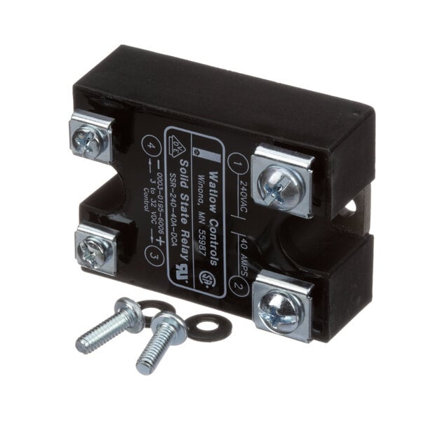 A black rectangular Southern Pride relay with screws and bolts.