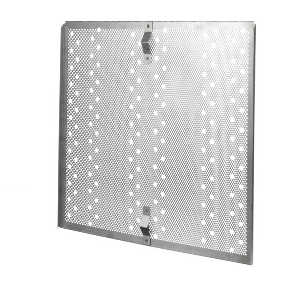 A Lincoln stainless steel metal grid with holes.