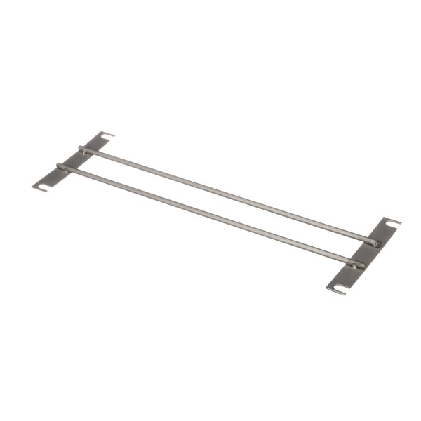A metal guard with long thin metal rods on a white background.