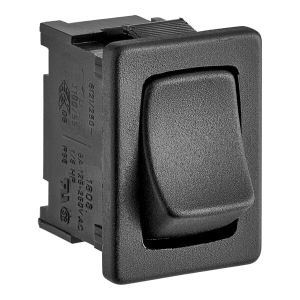 A black Manitowoc Ice toggle switch with a plastic cover.