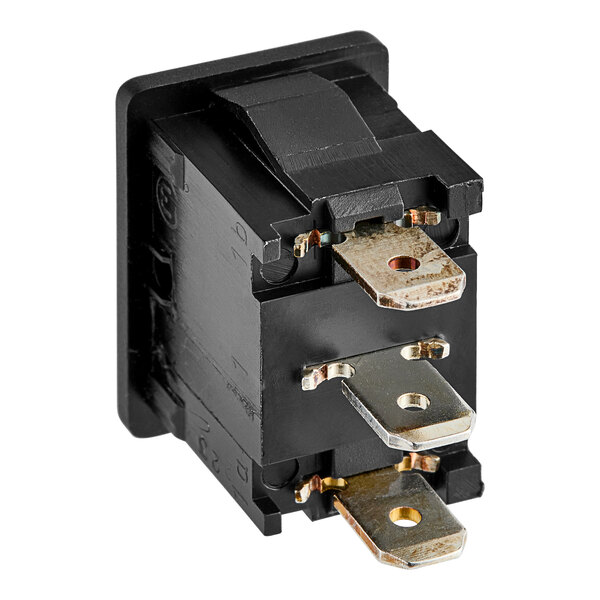 A black Manitowoc Ice toggle switch with two metal connectors.