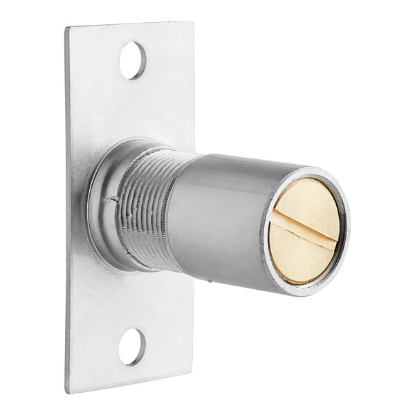 A silver metal Vulcan Roller Ball Door Latch with a gold knob.