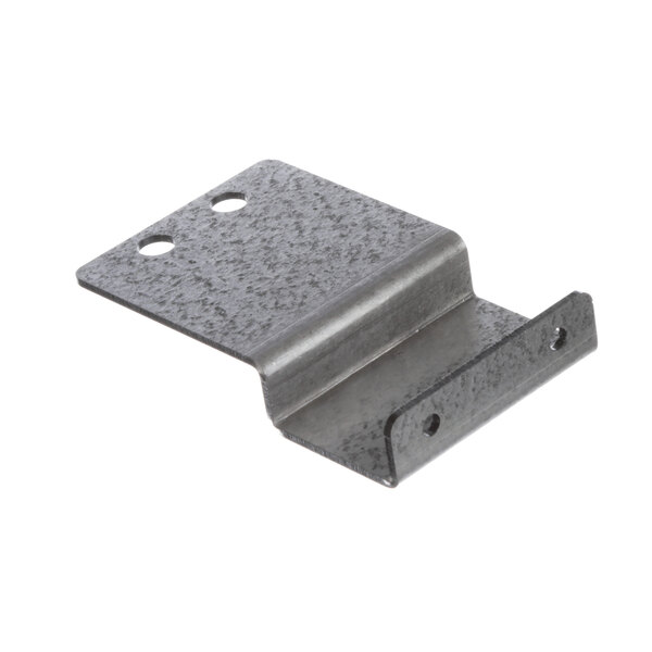 A close-up of a metal Vulcan safety valve bracket with two holes.