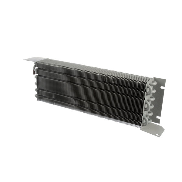 A close-up of a black aluminum Victory evaporator.