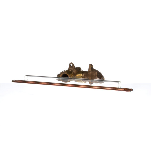A brass Crown Steam sight glass assembly with two tubes.