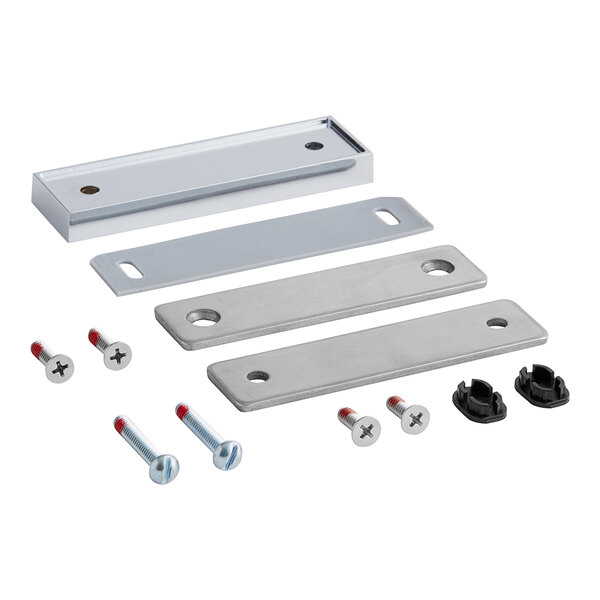 A set of metal Metro door handle parts.