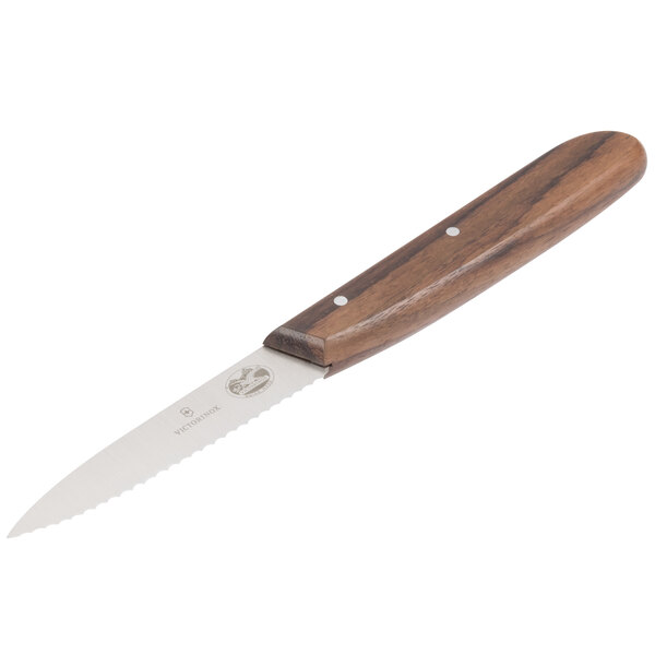Victorinox 47000 3 1/4" Spear Point Serrated Edge Paring Knife with