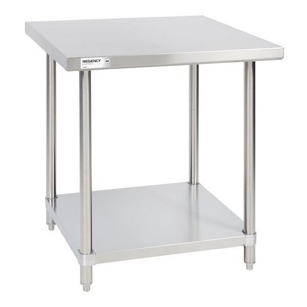 Regency 30" x 30" 16-Gauge 304 Stainless Steel Commercial Work Table with Undershelf