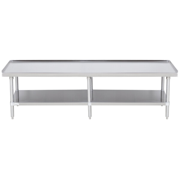 An Advance Tabco stainless steel equipment stand with an undershelf.