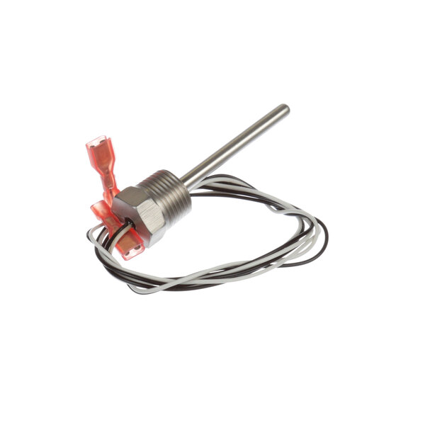 A close-up of a Hatco temperature control rod with wires.